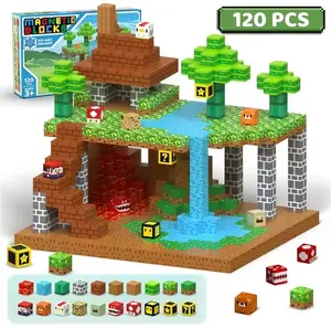 EFFUN Magnetic Pixel Art Ornament - Geometric Miniatures, 64pcs/120pcs Magnetic Building Cubes, Eco-Friendly Home Decor Statue, Party Gift for Boyfriend