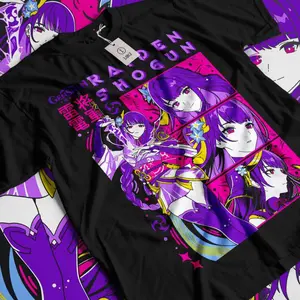 Genshin Impact Video Game T-Shirt & Sweatshirt, Cute Raiden Shogun Panels Waifu Graphic Tee, Vintage Oversized Unisex Streetwear, Gift for Men Women