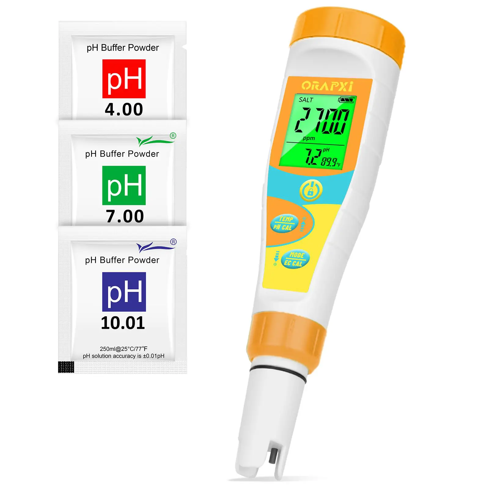 5-in-1 Digital pH & Salinity Water Quality Tester - Pool Salt, EC, TDS Meter with Simultaneous Display for Swimming Pools, Hot Tubs