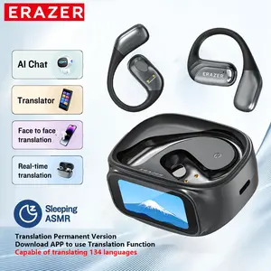 ERAZER Translation Wireless Earbuds Real Time,134 Languages Translator Earbuds Open-Ear Wireless Headphone, With Audio-Visual Future Touch Screen Translating Device for Audifonos Traductores Inglés Español Free APP Fit IOS & Android