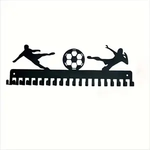 Soccer Medal Holder Display Hanger Rack Sports Metal Wall Mount with 20 Hooks Hang Home Badge Running Marathon Gymnastics
