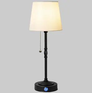 Cordless Lamp Battery Operated Table Lamp 5200mAh Rechargeable Stepless Dimmable Small Touch Bedside Lamp with Fabric Shade for Dining Patio Bathroom
