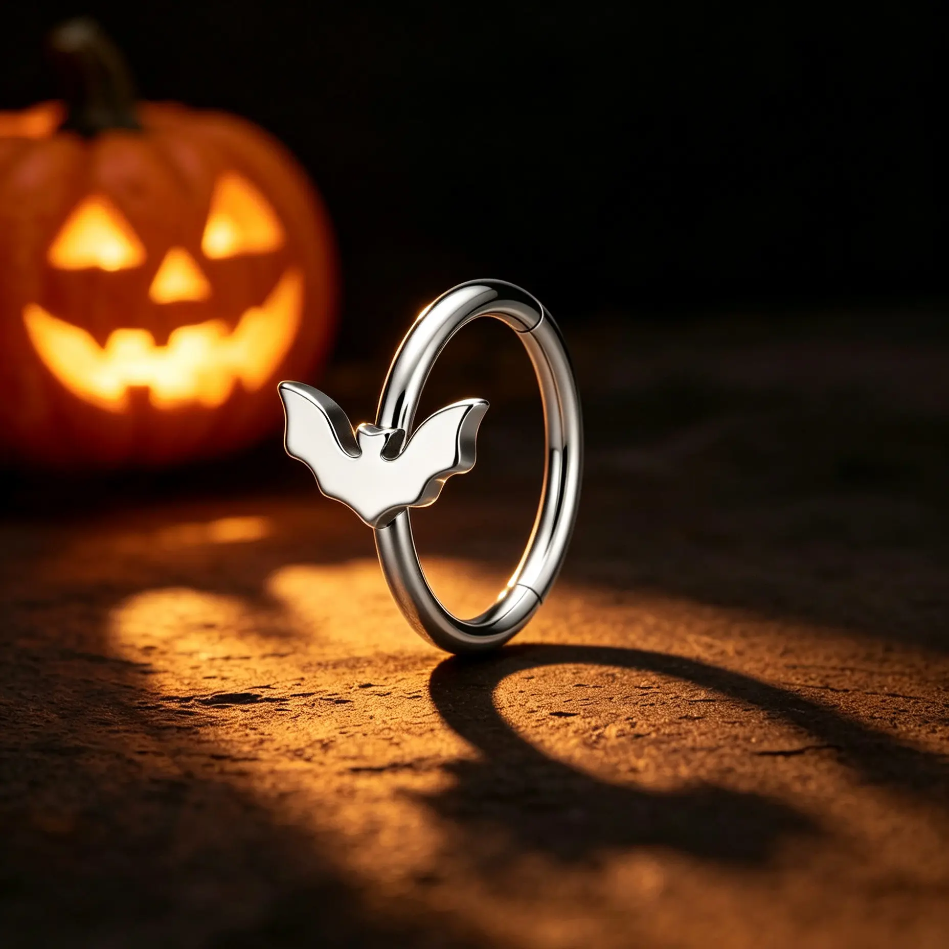 OUFER Stainless Steel Nose Ring, 20G 7mm Plain Bat Shape, Segmented Hinge Design, for Females Nose Piercing