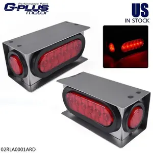 Fit For Truck Red LED Trailer Steel Box Kit W/ 6" Oval Tail Light 2" Marker Lamp