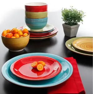 Festival Dinnerware, Assorted Colors, Set of 12