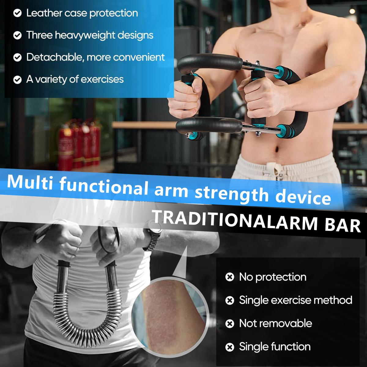 60-110lbs Adjustable Twister Arm Exerciser Spring Workout Bar, Multi-purpose Forearm & Chest Trainer, Portable Home Fitness Equipment for All