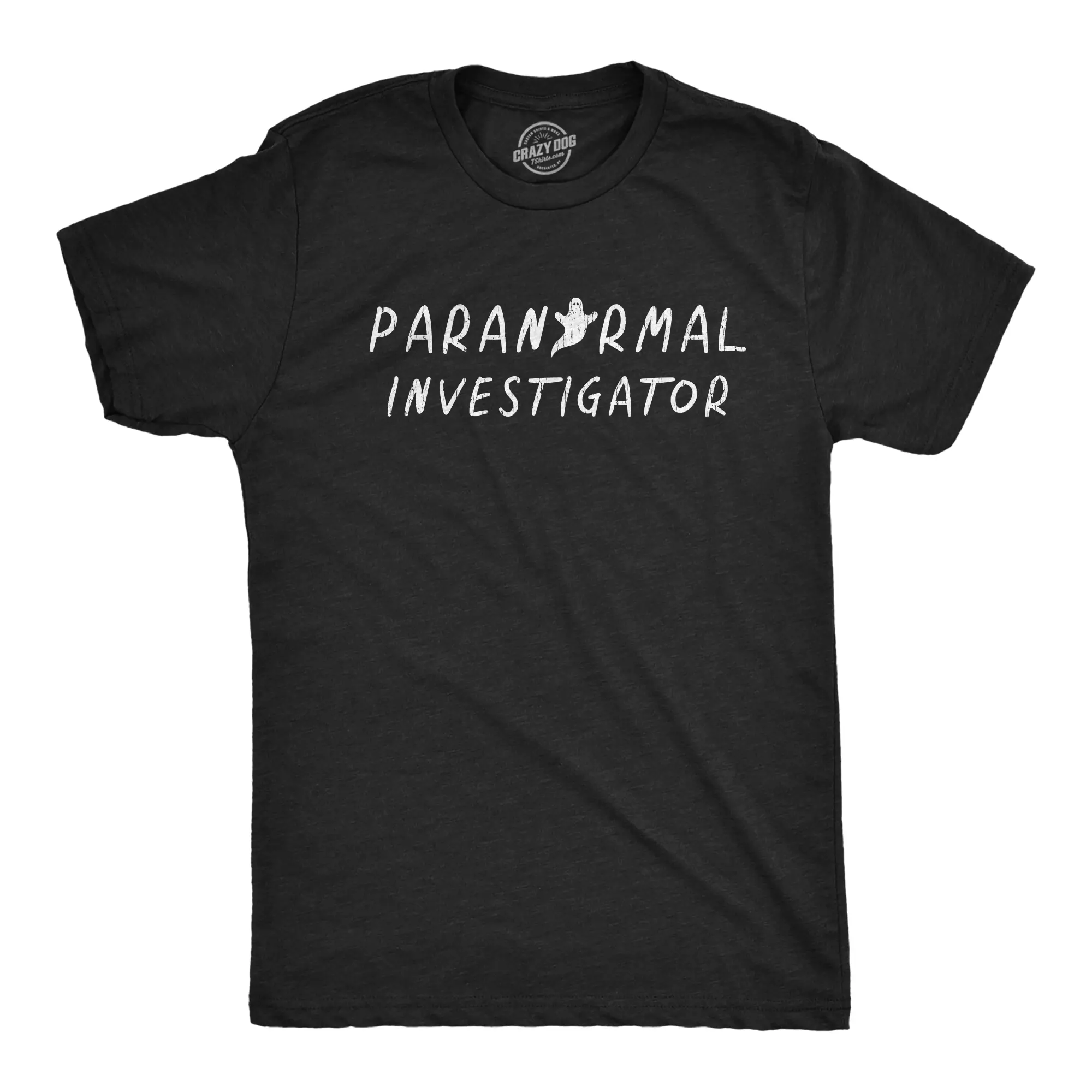 Mens Paranormal Investigator T Shirt Funny Halloween Ghost Finder Novelty Tee Mens Funny T Shirts Cool Vintage Fashion T-Shirt Gift Classic Menswear Halloween Apparel for Men Novelty Tees for Guys Black