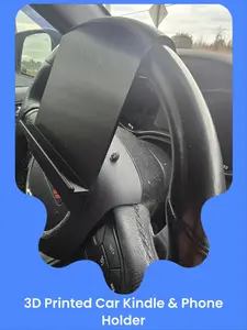 Kindle and Smartphone Holder for Car Steering 3D Printed in Black Secure Mount for Easy Viewing