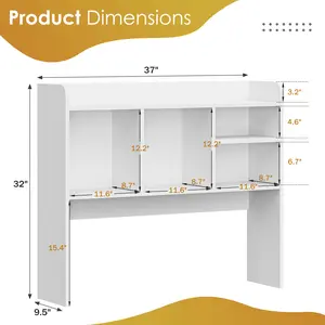 Zenstyle Desktop Bookshelf Countertop Storage Hutch W/4 Shelves for Computer Desk, Desktop Display Rack for Home Office Dorm, White