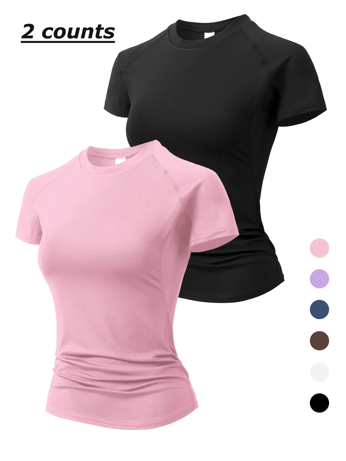 Women's Solid Raglan Sleeve Sports Tee, Sporty Quick Drying Breathable Round Neck T-shirt for Yoga Running Gym Training, Ladies Sportswear for All Seasons, Sports Tops