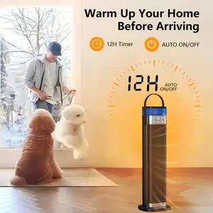 【Clearance Deal】Portable Heater 25.5-inch 3-Speed Fan Adjustment Adjustable Thermostat Remote Control 95°F 60° Oscillation 12-Hour Timer Energy-Saving Indoor Electric Heater  SummerVibes