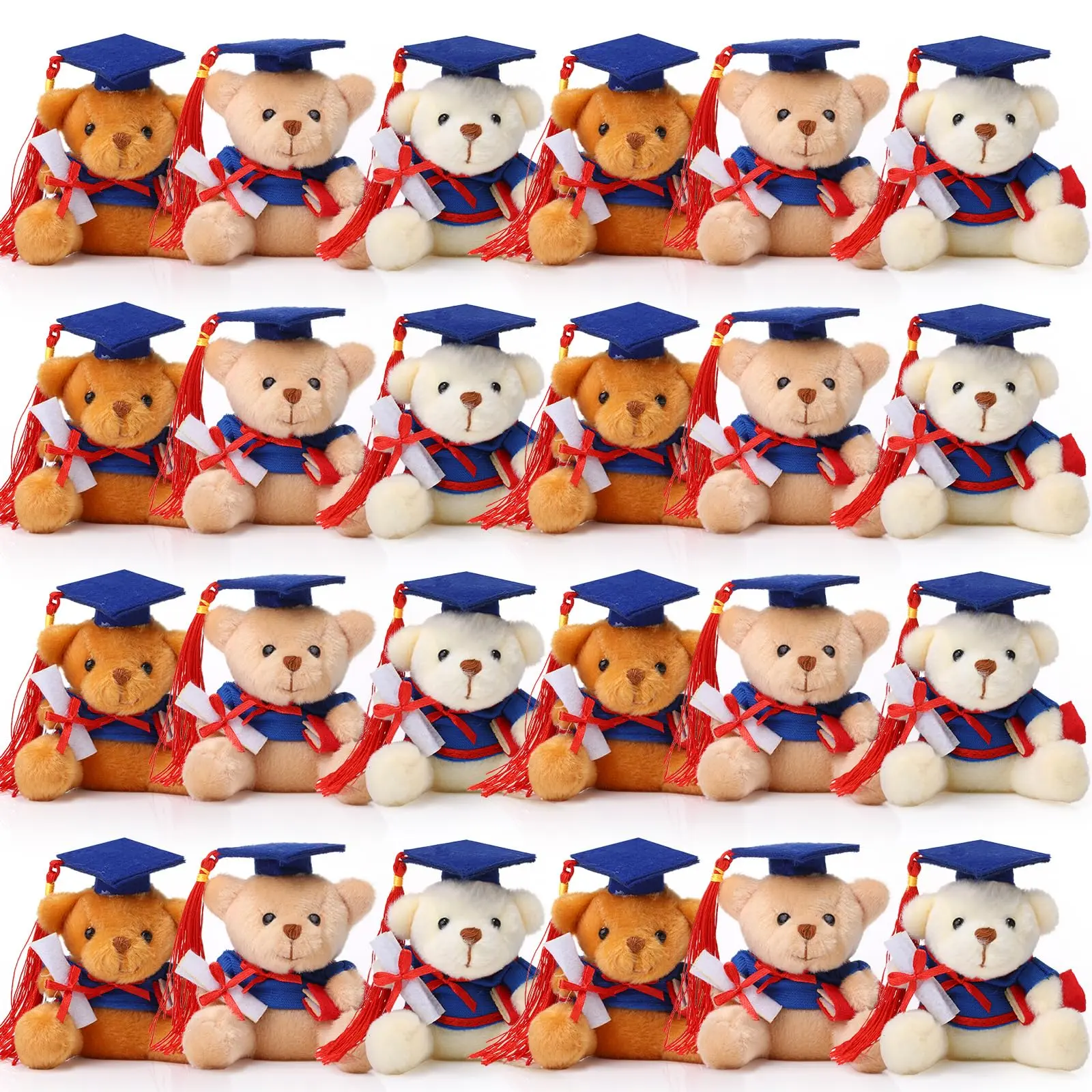 8/16/24 Pcs Mini Graduation Bear Tiny Plush Bear with Diploma and Hat for 2026 Graduation Class of 2026 Ceremony Party Favors DIY Present Congratulation Gifts for Students