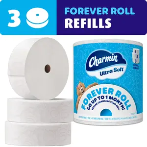 Toilet Paper Ultra Soft, Forever Roll Refill Rolls, 2-ply Bath Tissue, 3 Count