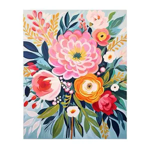 Flowers Paint by Numbers Kit for Adults - Flowers in Vase Paint by Number on Canvas Without Frame, DIY Acrylic Painting for Gift Home Wall Decor (16x20 Inch)