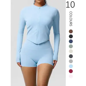 Women's Solid Zip Up Top & High Waist Shorts Tracksuit Set, Sweat Suit, Sweatsuit Sets, Sporty Casual Breathable Comfortable Outfits for Yoga Gym Workout Running, Ladies Sportswear for All Seasons, Activewear, Workout Sets Women