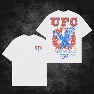 [Wear] UFC Freedom 250 Premium Cotton T-Shirt, Made in USA, UFC Fan T-shirt, Oversized T-Shirt – 250th Anniversary of America Commemorative Gift, Streetwear Combat Sports Tee, Gift for fan MMA, UFC Inspired T-Shirt.