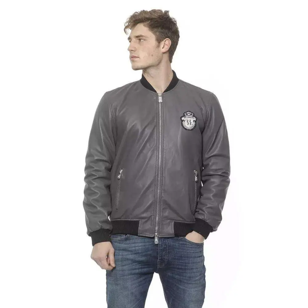 Billionaire Italian Couture Gray Leather Jacket