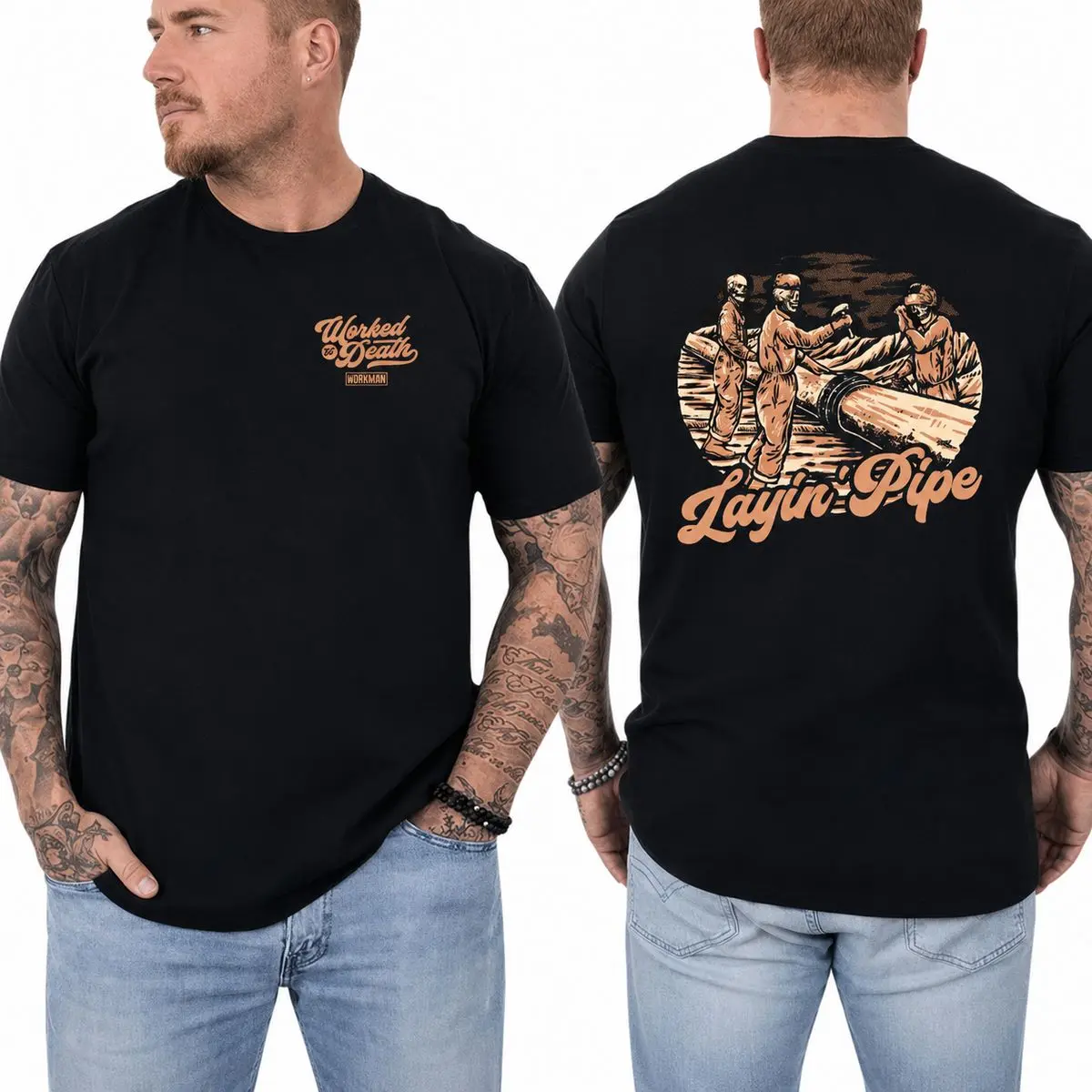 Pipeliner Shirt Vintage Pipeline Worker Graphic Tee Blue Collar Construction Gift For Men, Unisex Casual Graphic T-Shirts