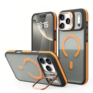 Magnetic Shockproof Hard Phone Case with Built-in Hidden Stand for iPhone 11 12 13 14 15 16 17 Pro Max 17 AIR 14 15 16 Plus