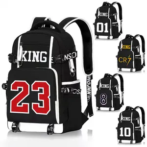Basketball Player Rugby Player Student School Bag, 17 Inches Cool Basketball Theme Bookbag, Adjustable, Lightweight, Large Capacity,  Laptop Backpack,Ultra Light Travel Bag