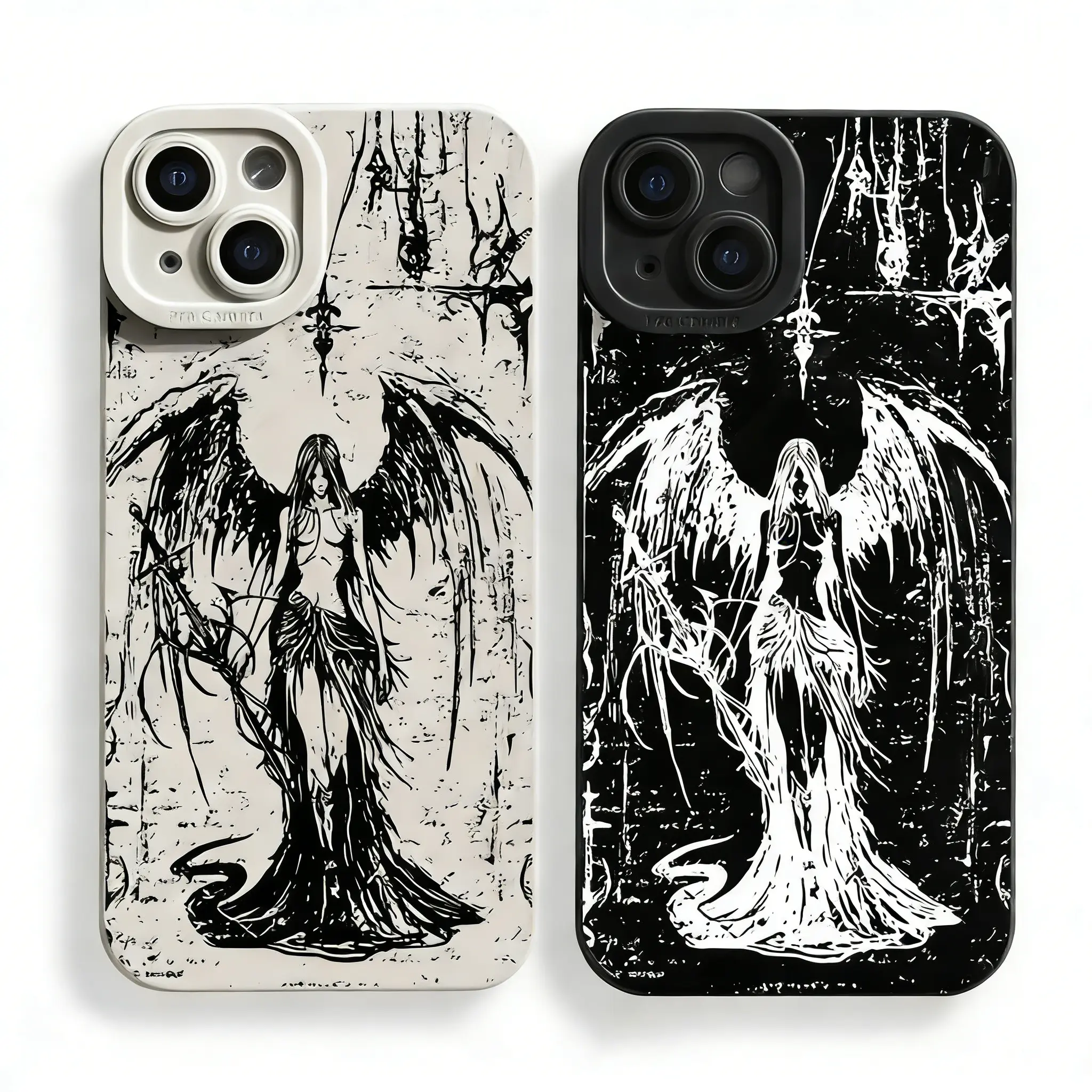 Soft Angel Wings Protective Smartphone Case - Shockproof PC, Wireless-Ready, Waterproof, Beveled Edges, Multi-Model Protection for iPhone 11,12,12 Mini,13,14 Pro Max,15,16,17 | Mobile Phone Accessory