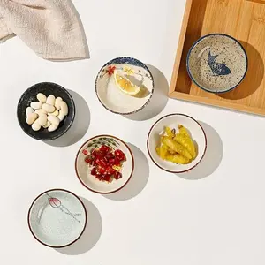 Set of 6 Ceramic Bowls, 3.9 Inch Small Dishes, Ideal for Condiments, Dip Sauces, Cheese, Ketchup, Steak Sauce, Microwave Safe, Japanese Style Durable Kitchenware, Tableware
