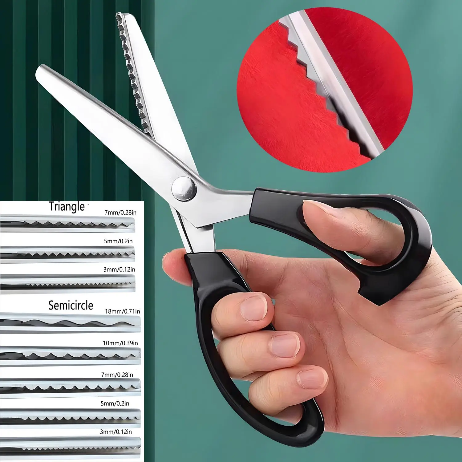 Stainless Steel Sewing Scissors, Handheld Sewing Scissors, Multipurpose Curved Wave Scissors, Sewing Tool for Home & Office, Sewing Supplies Crafts