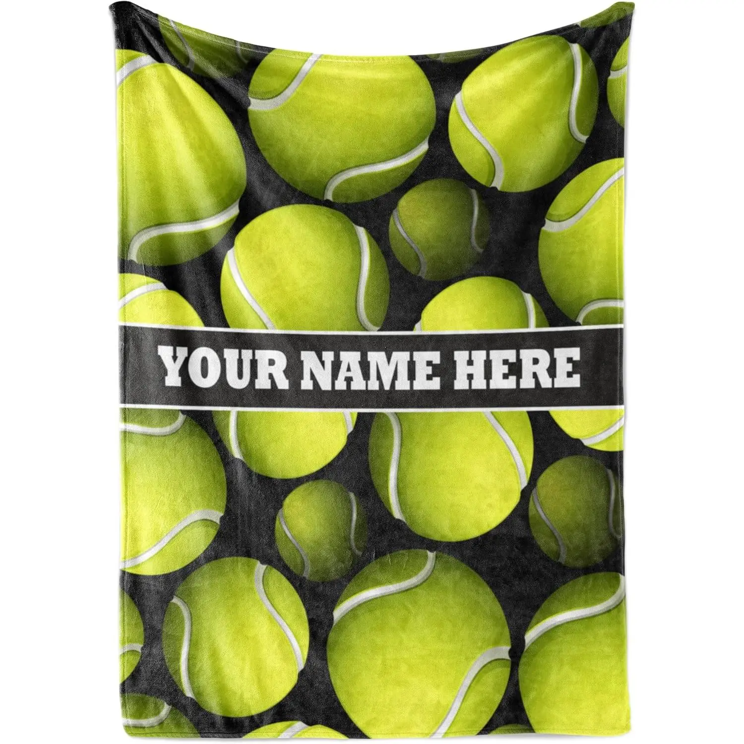 Customized High School/College Team Sport Theme Plush Fleece Tennis Blanket - 50x60 in, Thick Warm Soft Home Throw, Personalized Name & Number, Bedding Accessory