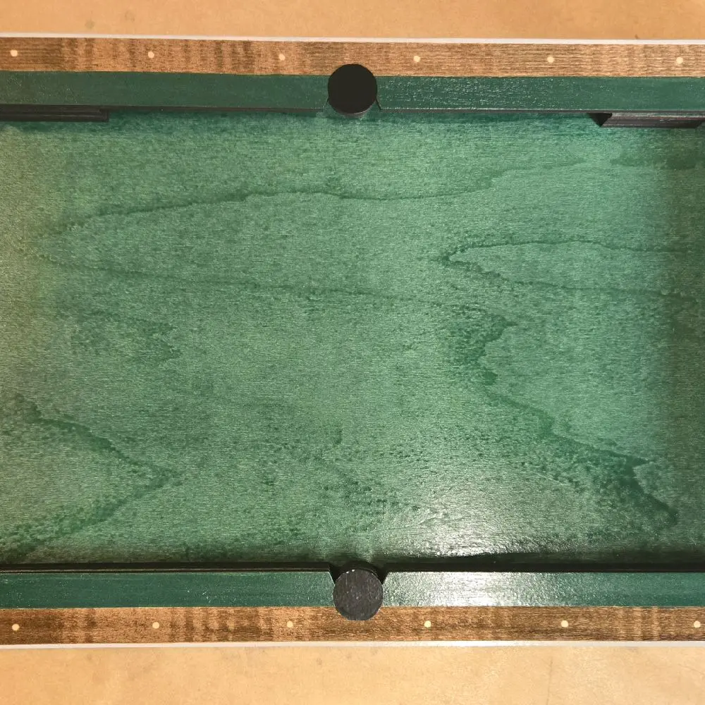 Billiards Patch Holder Bank with Laser Cut Engraved Details and Slide Out Plexiglass for Easy Access to Storage Materials
