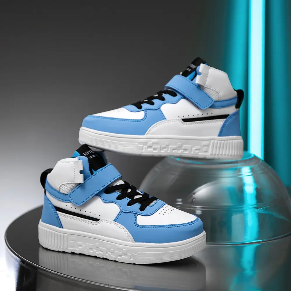 Unisex Kids' High-Top Basketball-Style Sneakers with Velcro Strap and Rubber Sole, Comfortable All Seasons Child-Size Trainers, Male, Casual Sneakers