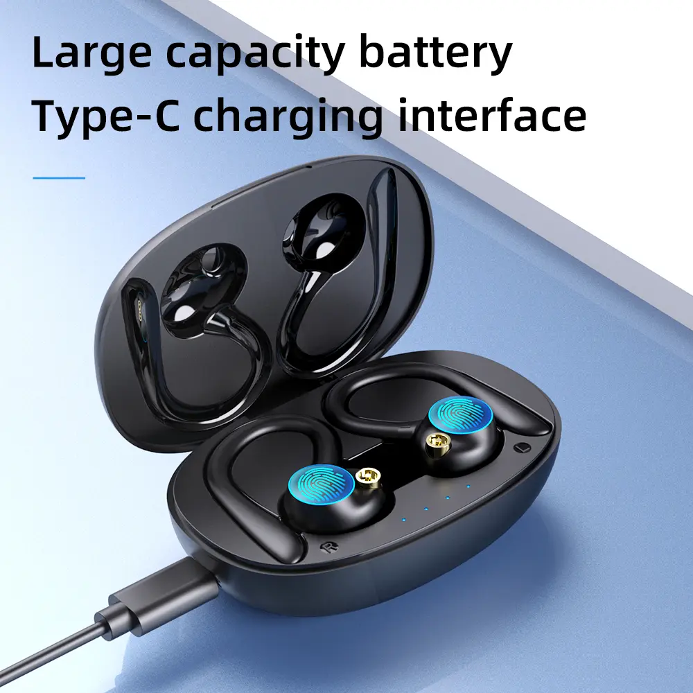 YYK-580-2 Ear Buds Wireless Bluetooth V5.3 Clip On Earbuds Open Ear Headphones,36 Hours Playtime with Charging Case