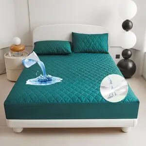 Solid Color Waterproof Mattress Protector Set, 1 Count Fitted Sheet & 1/2 Counts Pillowcase without Filler, Mattress Protector for Home Bedroom, Comfy Bed Sets, Waterproof Mattress Cover, Home Decor