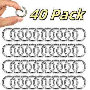 A set of 40 Spring O-Ring, Outdoor Hanging Buckle Key Ring, Key Chain Craft DIY Accessories, Round Spring Clip Buckle Key Ring, Multi-purpose Snap Buckle Keychain, Bag, Wallet, Handbag - Home Improvement.