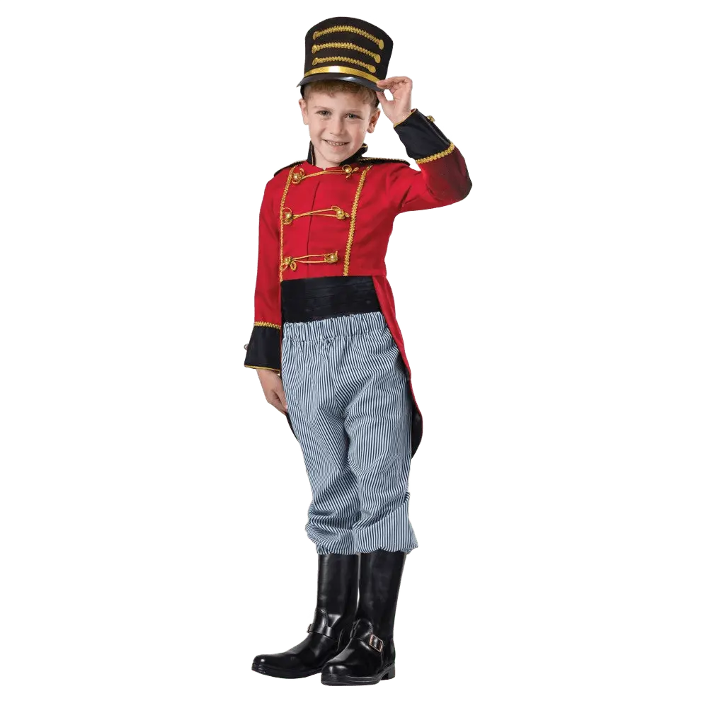 Nutcracker Costume Dress For Kids - Red Tailcoat, Striped Pants, Cummerbund Belt & Hat - Perfect for Halloween, Role Play , Pretend Play Fun, Theme Party & Cosplay Costume Party