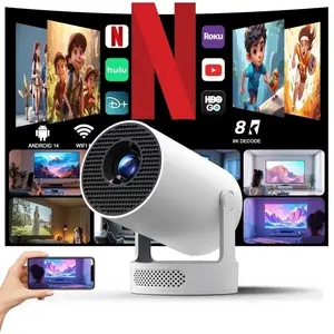 HY300Pro+ Mini Projector with 290ANSI Lumens Auto Keystone Correction Dual-Band WiFi6 & Bluetooth 5.4 Android 14 1280x720P 4K Decode  for Home Cinema Portable Movie Theater Gift - Audio 4K/1080P Support