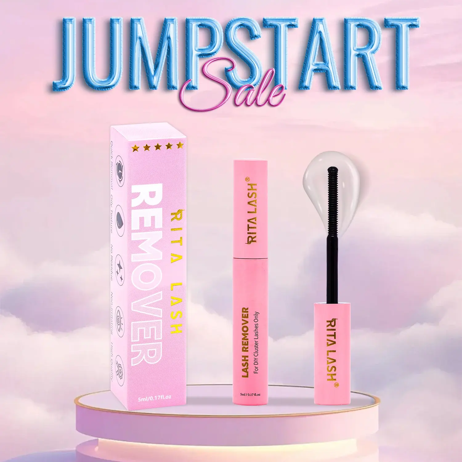 RITALASH Cluster Lash Remover 5ML Makeup Remover Oil Lash Clusters Strip Lashes Remover Eyelash Extension Remover for Beginner Friendly DIY Makeup Cosmetic Lashes Remover For Girl Eyelash Remover
