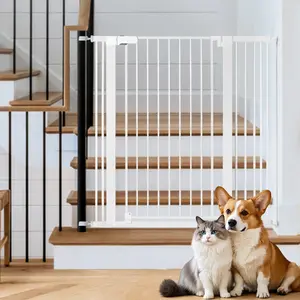 PAWGIANT 42" Extra Tall Pet Gate for Stairs Doorways, Fits Openings 29.5" to 43.3" Wide, Auto Close Sturdy Safety Dog Gate for House, Pressure Mounted Easy Walk Through Pet Gate with Door, Baby Gate for Stairs, Doorways, Hallways, White