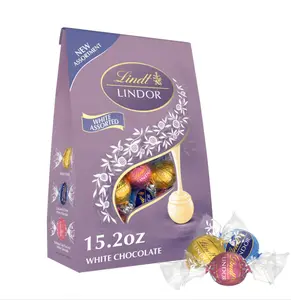 Lindt LINDOR White Chocolate Assorted Chocolate Candy Truffles with Smooth, Melting Truffle Center, 15.2 oz. Bag