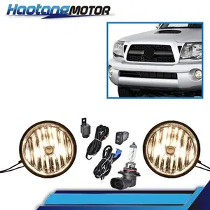 CROSSDESIGN Fit For 2005-2011 Toyota Tacoma Bumper Smoke Lens Fog Lights Lamps w/Bulb/Switch