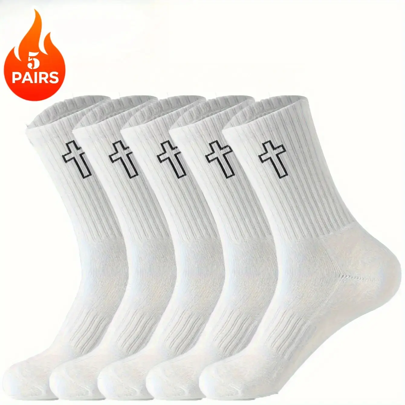 10/5 pairs of black and white mid-calf socks for men and women with a crossover design - 95% polyester 5% spandex, moisture-wicking, non-slip, comfortable, breathable, stretchy, casual boat socks