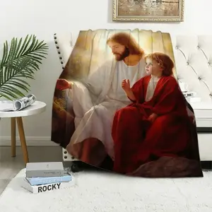 Jesus Christ Blanket Christian Religious Bible Verse Scripture Throw Inspirational Gifts for Women Men Warm Soft Plush Lightweight Flannel Winter Bedding Kids Thanksgiving graduation ceremony holiday gifts for friends and family