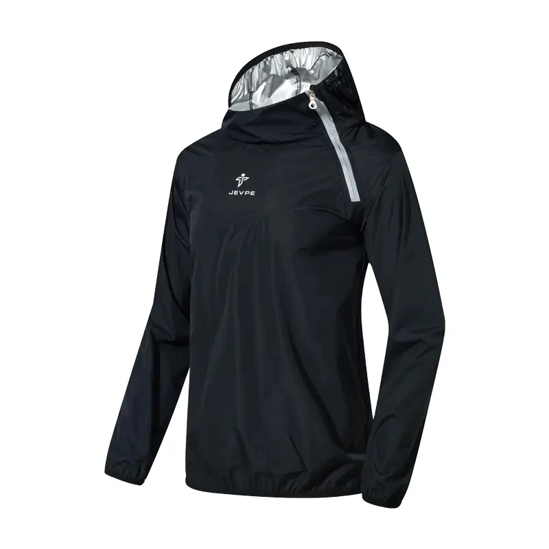 JEVPE Men's Lightweight Hooded Windbreaker, Water-Resistant Long Sleeve Sports Jacket with Reflective Zipper for Hiking & Light Outdoor Wear, Men's Sports Coat, Lightweight Performance Men's Sports Coat