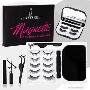 Magnetic Eyelashes and Eyeliner Kit, 7 Pairs Reusable Magnetic Lashes with Eyeliner and Tweezers, 3D Natural Look False Eyelashes, Easy to Wear, No Glue Needed, Eyelash Set