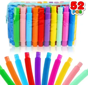 52 Pack Pop Tubes, Sensory Toys Party Favors for Kids 8-12 Fidget Toys for Anxiety Goodie Bag Stuffers Treasure Box