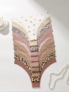 Women's Leopard Printed Briefs, Soft & Comfortable Elastic Underwear, Fitted Low-Rise Design Knicker, All-Season Wear, Lingerie, Panties, Low Waist Panties