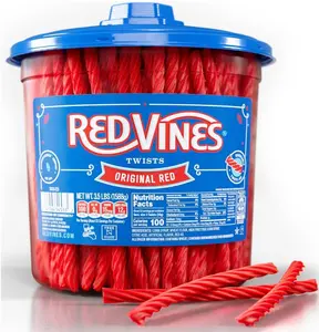 Red Vines Licorice Candy Original Red Flavor Soft Chewy Candy Twists, Red Licorice 3.5 Lb Jar
