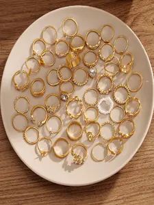 30pcs/45pcs Rhinestone Decorated Ring Set, Elegant Casual Ring, Elegant Jewelry for Women for Party, Daily Clothing Decor, Trendy All-match & Exquisite Jewelry for Birthday Gift