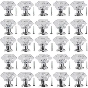 26 Pcs Clear Crystal Drawer Knobs Set,24mm Diamond-Shaped Acrylic Cabinet Knobs Pulls for Kitchen Dresser Drawer and Cupboard,Christmas Party Gifts,Hand Tools Kits