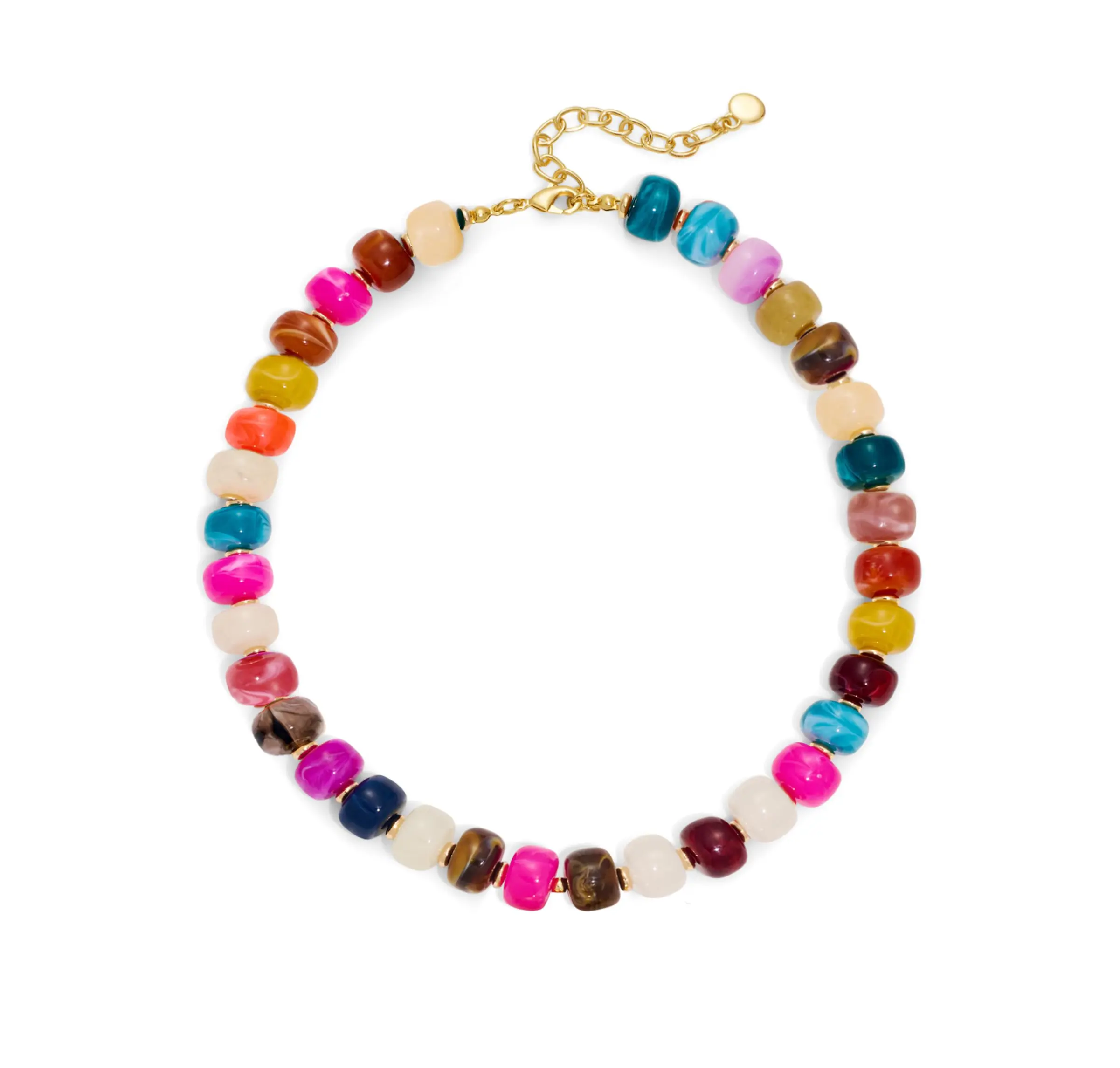 MIAZQ Women's Handcrafted Dopamine Chunky Beaded Alloy Choker Necklace, Brightly Colored Resin Beads, Female Summer Beach Statement Costume Jewelry to Boost Your Mood, Pu, Chunky Necklaces, Beaded Necklaces