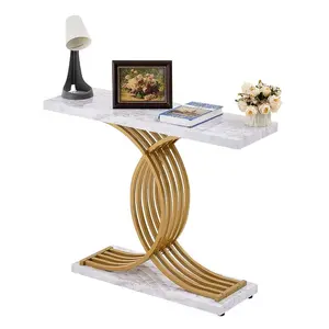 Summervibes VEVOR Narrow Console Table, 2 Pack Behind Couch Table with Power Outlets, 1 - Tier Long Entryway Table, Narrow Sofa Table with Metal Frame and Charge Station, for Entryway, Hallway, Living RoomVEVOR Super Brand Day